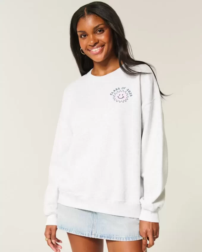2025 Mezuniyet Sınıfı Büyük Boy Grafikli Sweatshirt