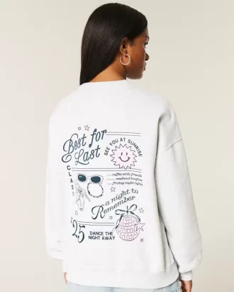 2025 Mezuniyet Sınıfı Büyük Boy Grafikli Sweatshirt
