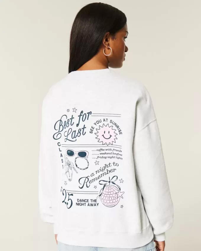 2025 Mezuniyet Sınıfı Büyük Boy Grafikli Sweatshirt