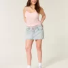 Açık Yıkama Bağcıklı Kot Mini Etek