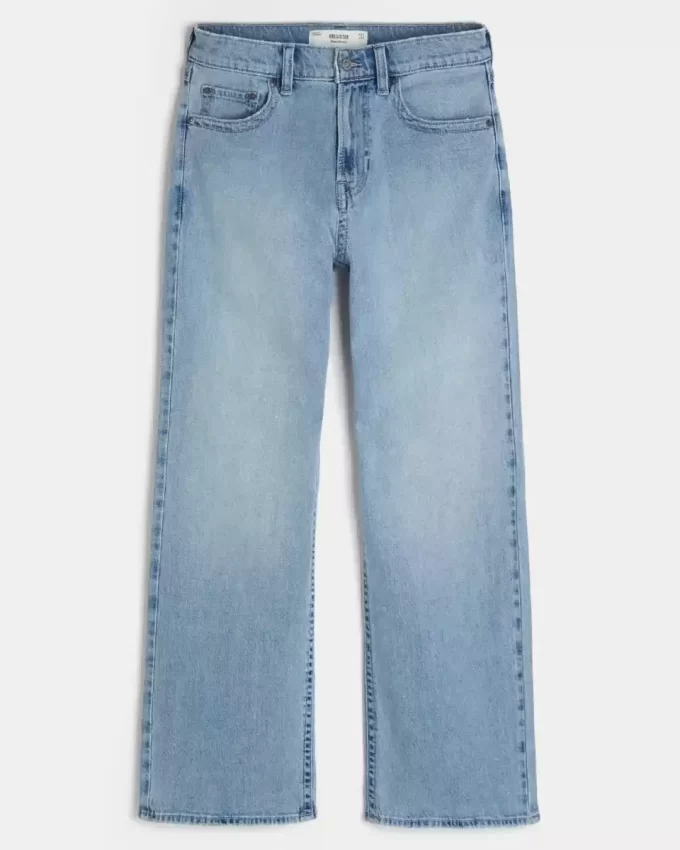 Açık Yıkama Bol Paça Kot Pantolon