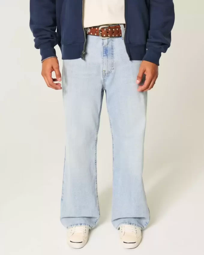 Açık Yıkama Bol Paça Kot Pantolon