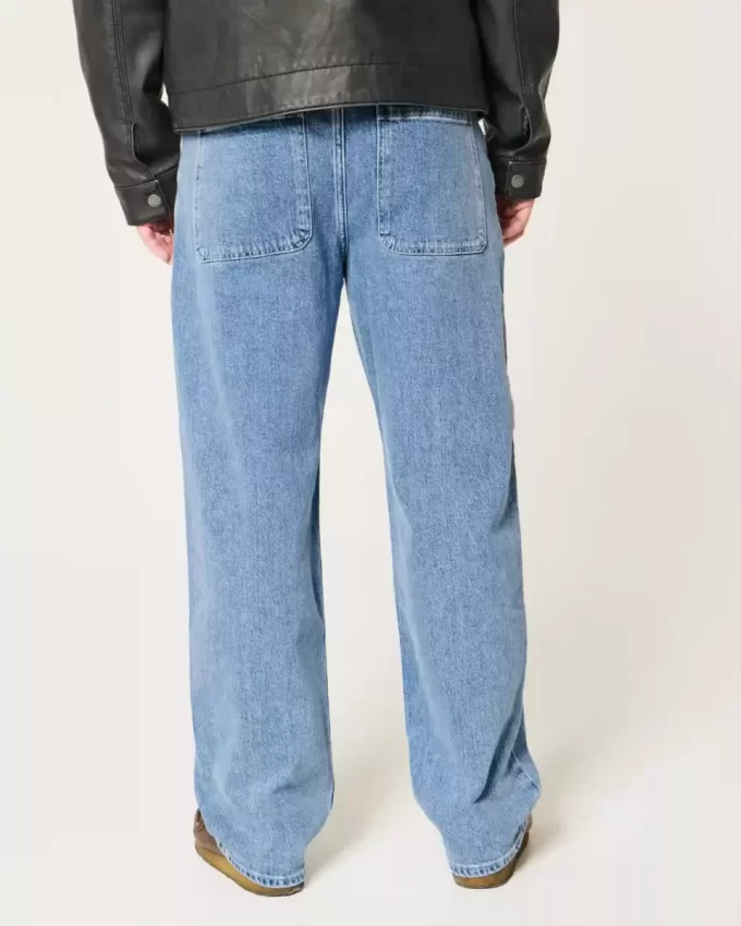 Açık Yıkama Bol Paça Kot Pantolon