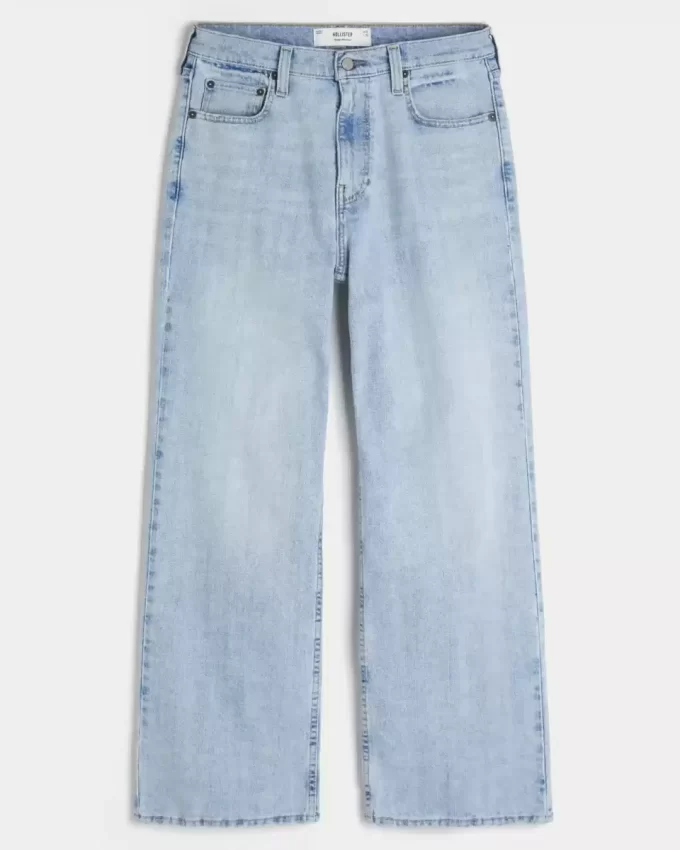 Açık Yıkama Bol Paça Kot Pantolon