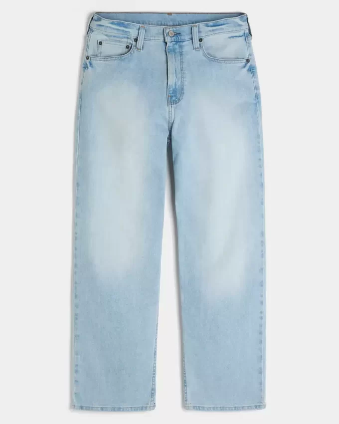 Açık Yıkama Bol Paça Kot Pantolon