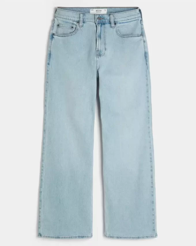 Açık Yıkama Bol Paça Kot Pantolon