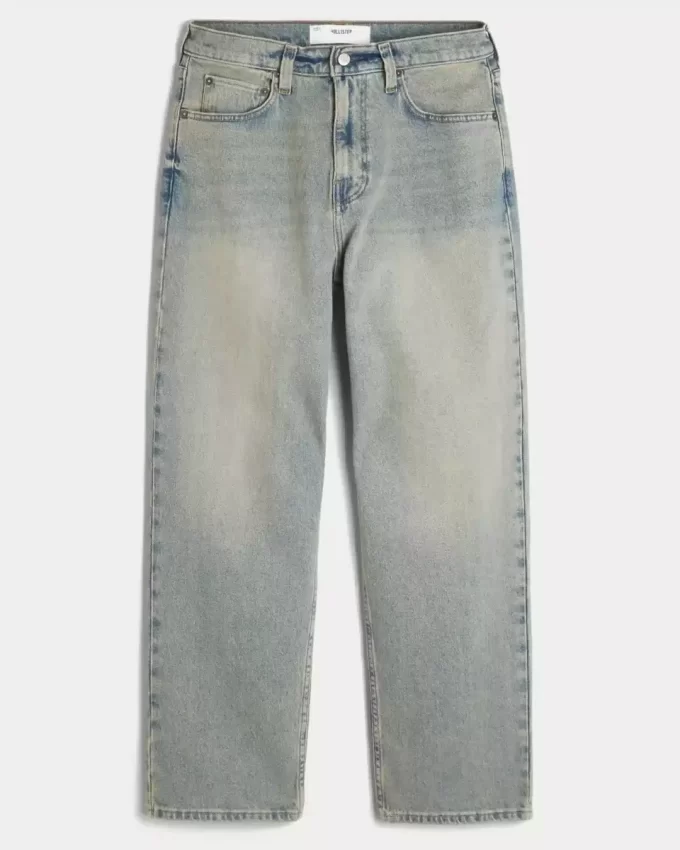 Açık Yıkama Bol Paça Kot Pantolon