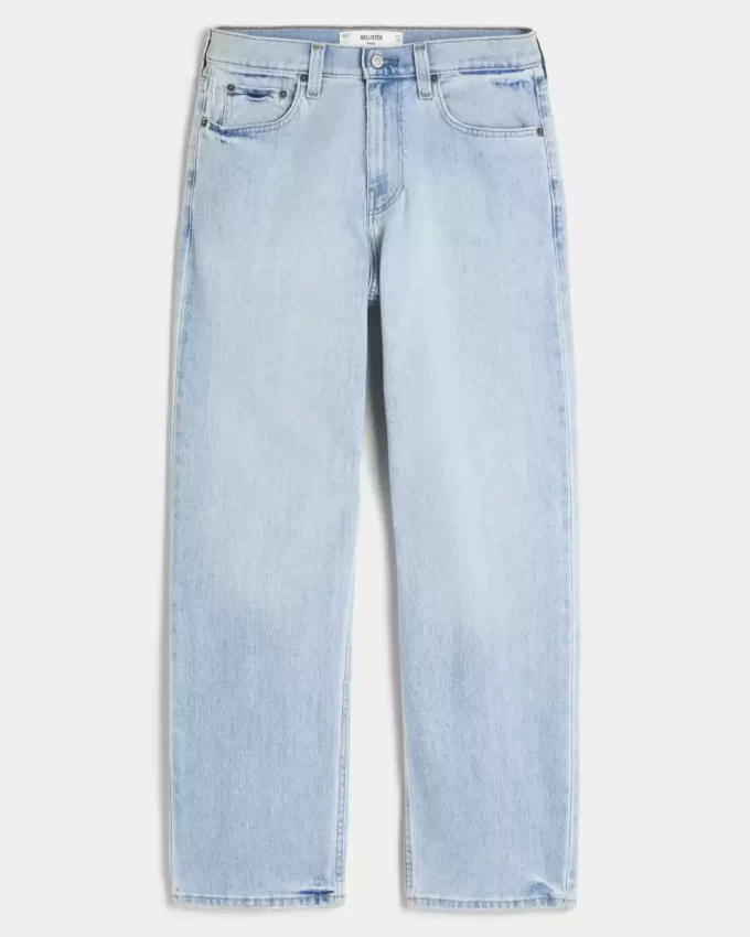 Açık Yıkama Bol Paça Kot Pantolon