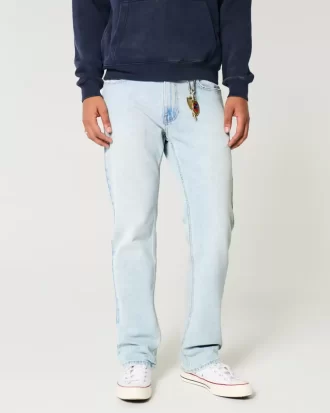 Açık Yıkama Düz Kot Pantolon