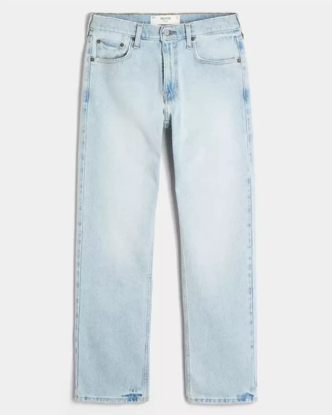 Açık Yıkama Düz Kot Pantolon