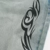 Açık Yıkama Grafik Bol Paça Kot Pantolon