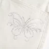 Alçak Bel Parlak Kelebek Desenli Mini Etek
