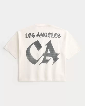 Ağır Bol Kesim Los Angeles Grafik Futbol Tişörtü