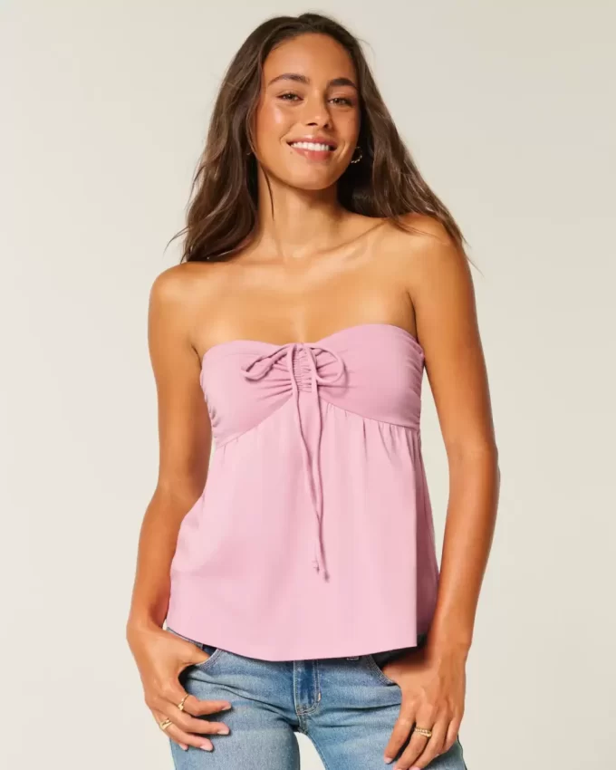 Askısız Büzgülü Babydoll Üst Askısız Büzgülü Babydoll Üst