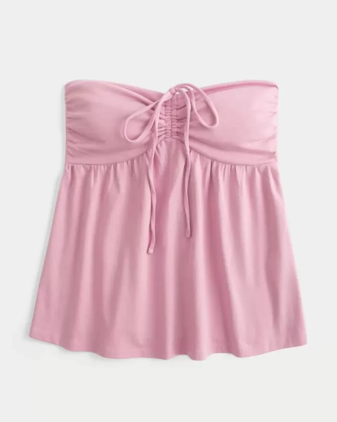 Askısız Büzgülü Babydoll Üst Askısız Büzgülü Babydoll Üst