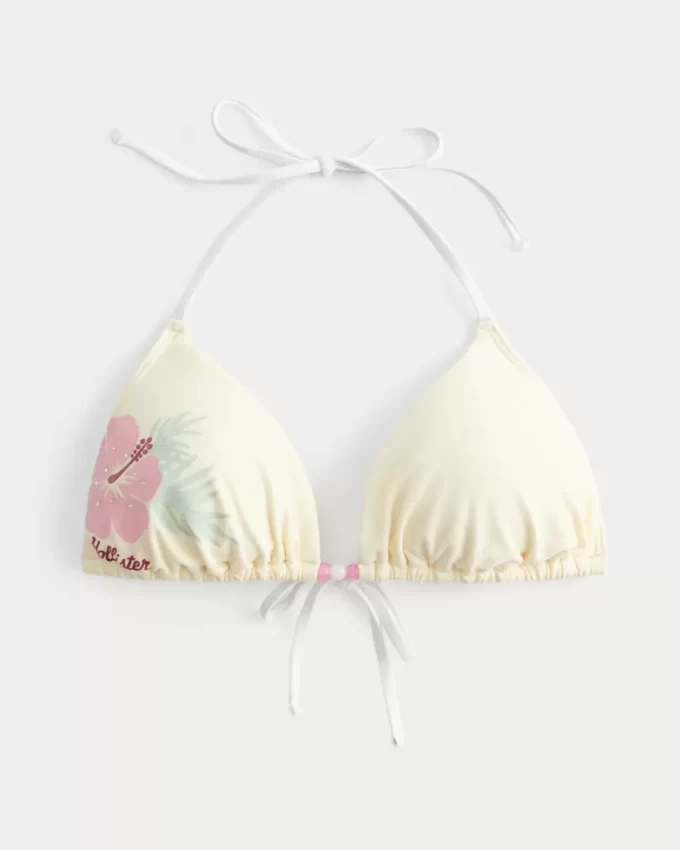 Bahar Tatili Grafik Askılı Üçgen Bikini Üstü