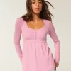 Bağlamalı Henley Babydoll Üstü