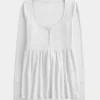 Bağlamalı Henley Babydoll Üstü