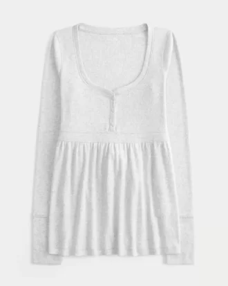 Bağlamalı Henley Babydoll Üstü