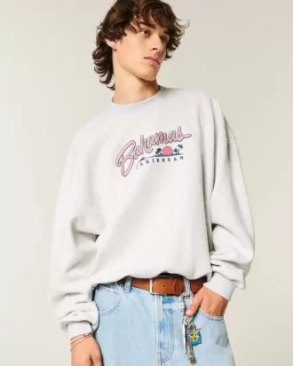 Bol Cinch Bahamalar Grafikli Mürettebat Sweatshirt