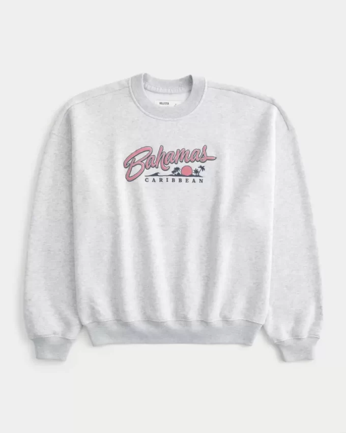 Bol Cinch Bahamalar Grafikli Mürettebat Sweatshirt