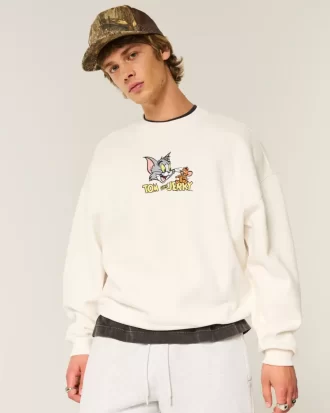 Bol Kesim Tom ve Jerry Grafikli Sweatshirt