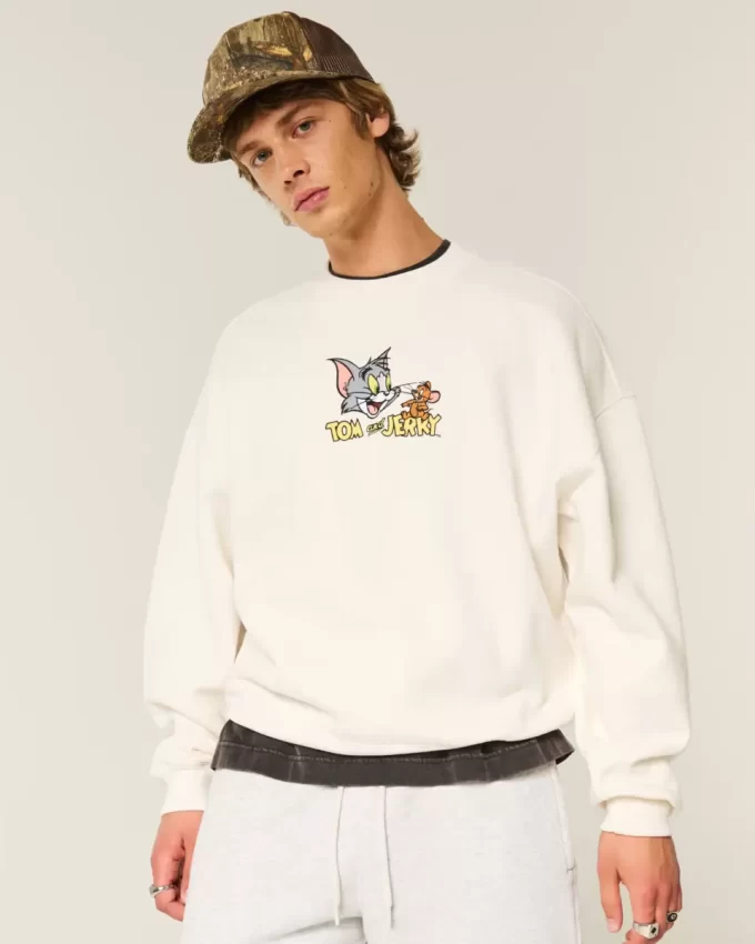 Bol Kesim Tom ve Jerry Grafikli Sweatshirt