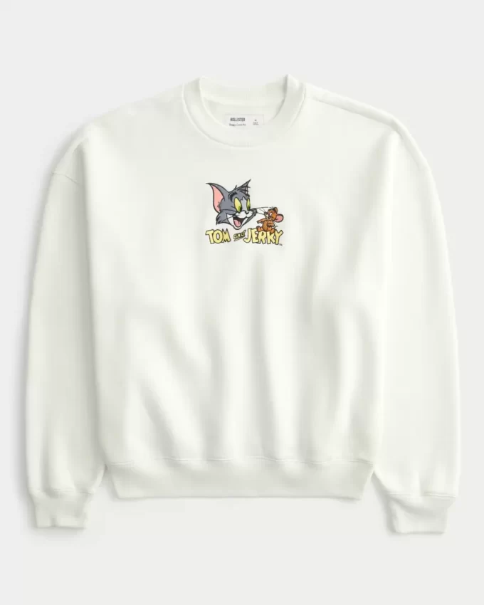 Bol Kesim Tom ve Jerry Grafikli Sweatshirt