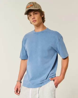 Boxy Ağır Yıkanmış Pamuklu Mürettebat Tişörtü