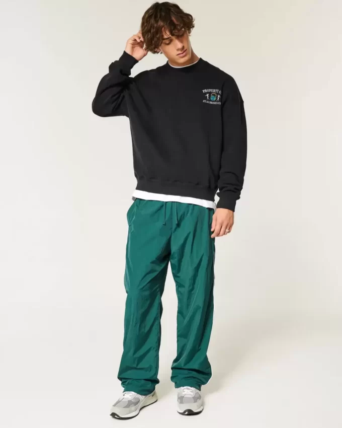 Boxy Atlas Bronz Spor Salonu Grafikli Sweatshirt