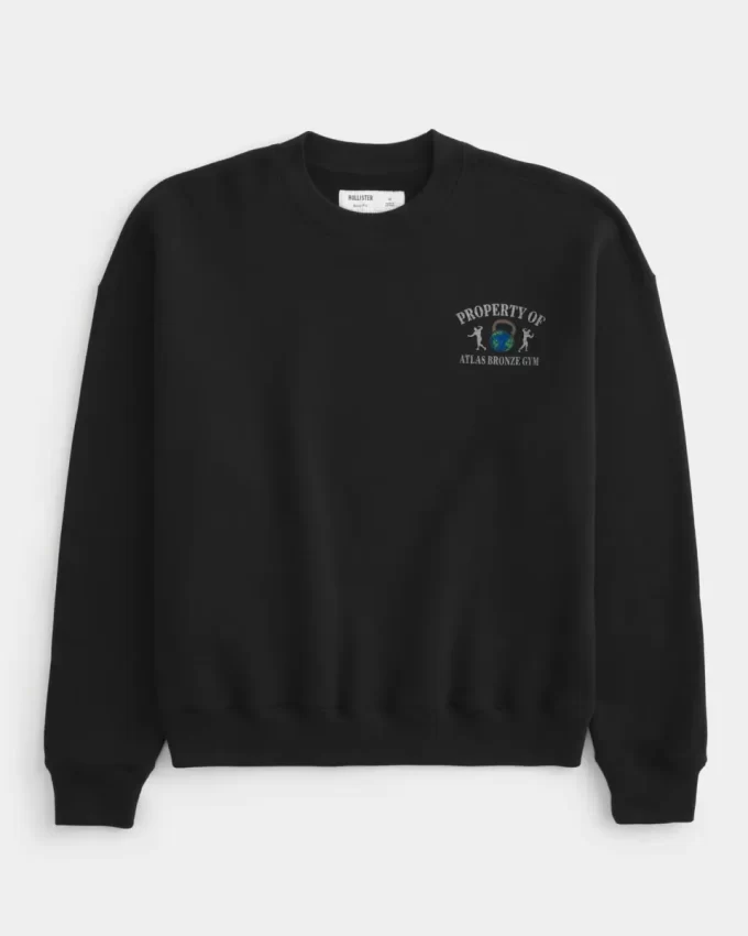 Boxy Atlas Bronz Spor Salonu Grafikli Sweatshirt