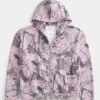 Boxy Camo Fermuarlı Kapüşonlu Üst