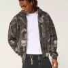 Boxy Camo Fermuarlı Kapüşonlu Üst