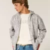 Boxy Camo Fermuarlı Kapüşonlu Üst