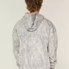 Boxy Camo Fermuarlı Kapüşonlu Üst