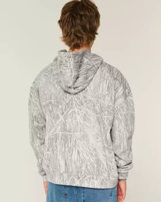 Boxy Camo Fermuarlı Kapüşonlu Üst