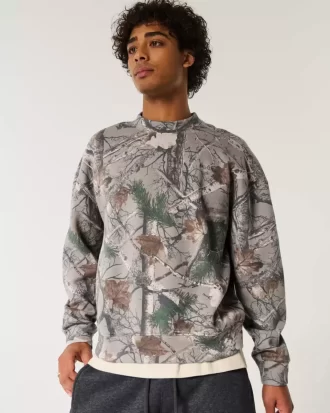 Boxy Camo Logolu Mürettebat Sweatshirt