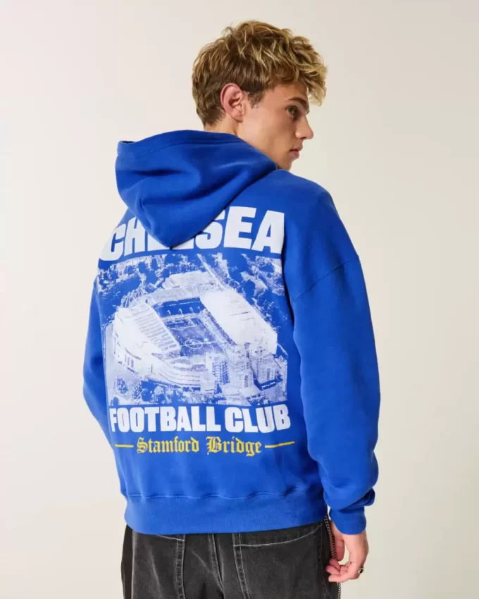 Boxy Chelsea FC Grafik Kapüşonlu