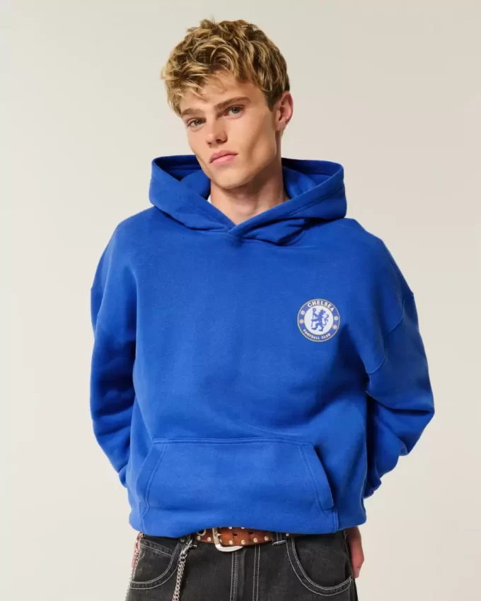 Boxy Chelsea FC Grafik Kapüşonlu