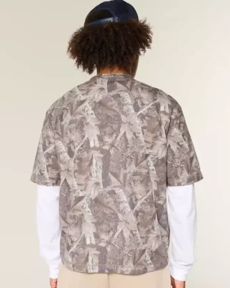 Boxy Crop Ağır Kamuflajlı Mürettebat Tişörtü