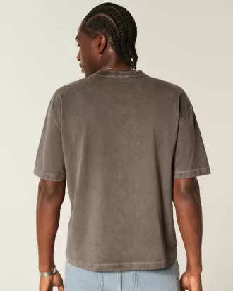 Boxy Crop Ağır Yıkanmış Mürettebat Tişörtü