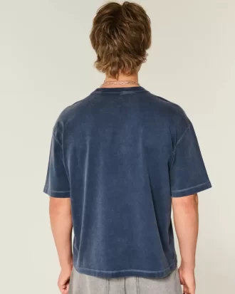 Boxy Crop Ağır Yıkanmış Mürettebat Tişörtü