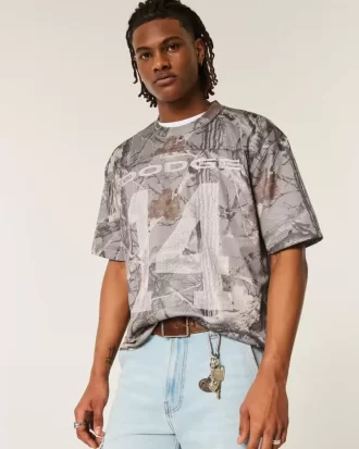 Boxy Crop Camo Dodge Grafik Forma