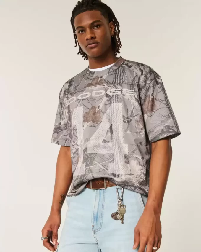 Boxy Crop Camo Dodge Grafik Forma