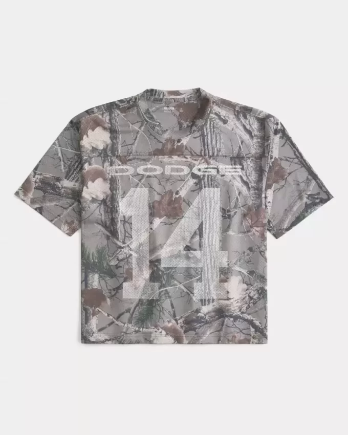 Boxy Crop Camo Dodge Grafik Forma
