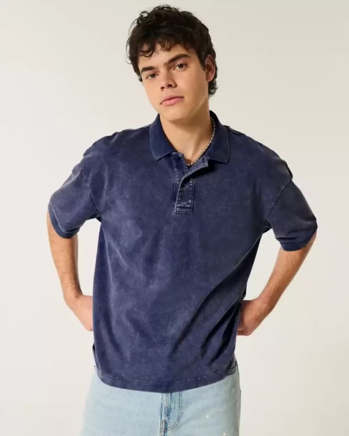 Boxy Crop Yıkanmış Polo