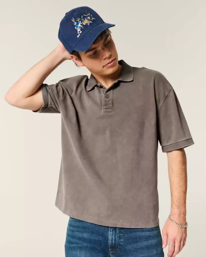 Boxy Crop Yıkanmış Polo