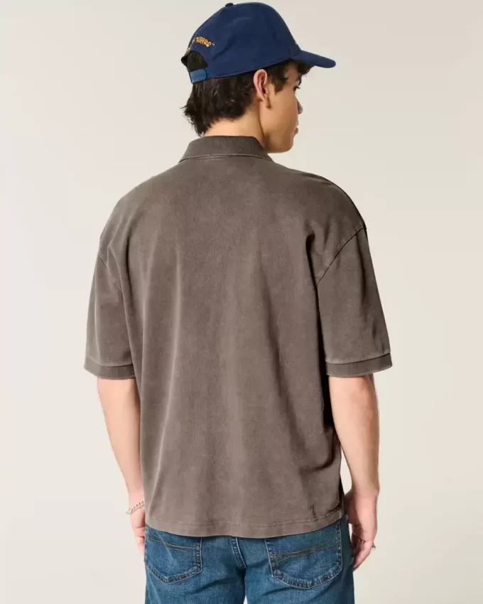 Boxy Crop Yıkanmış Polo