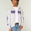 Boxy Fermuarlı Hawaii Grafik Sweatshirt Boxy Fermuarlı Hawaii Grafik Sweatshirt
