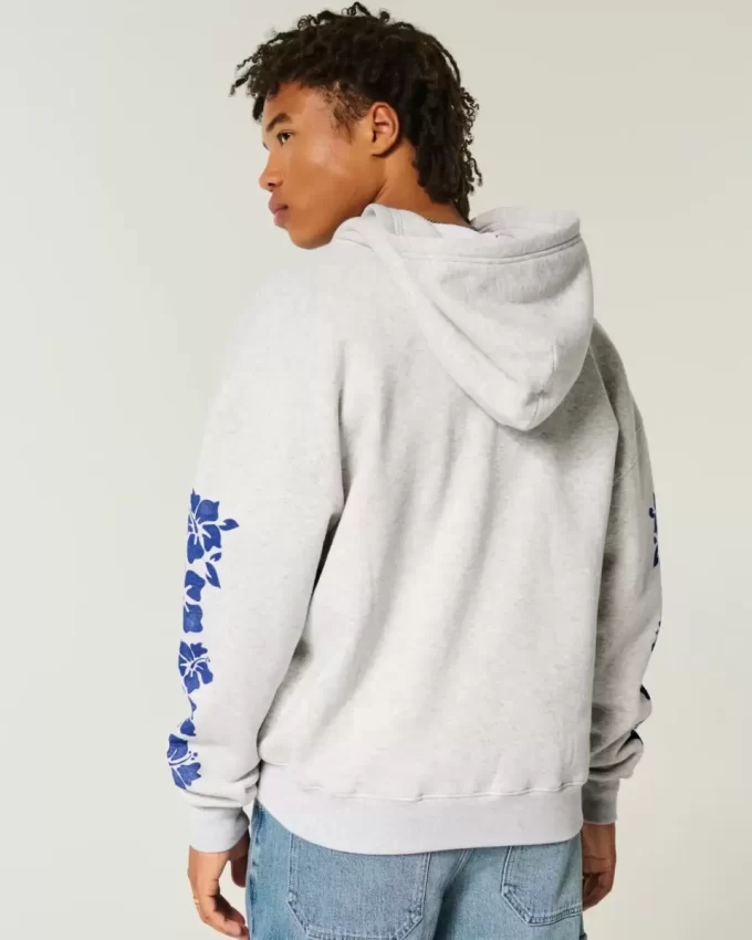 Boxy Fermuarlı Hawaii Grafik Sweatshirt Boxy Fermuarlı Hawaii Grafik Sweatshirt